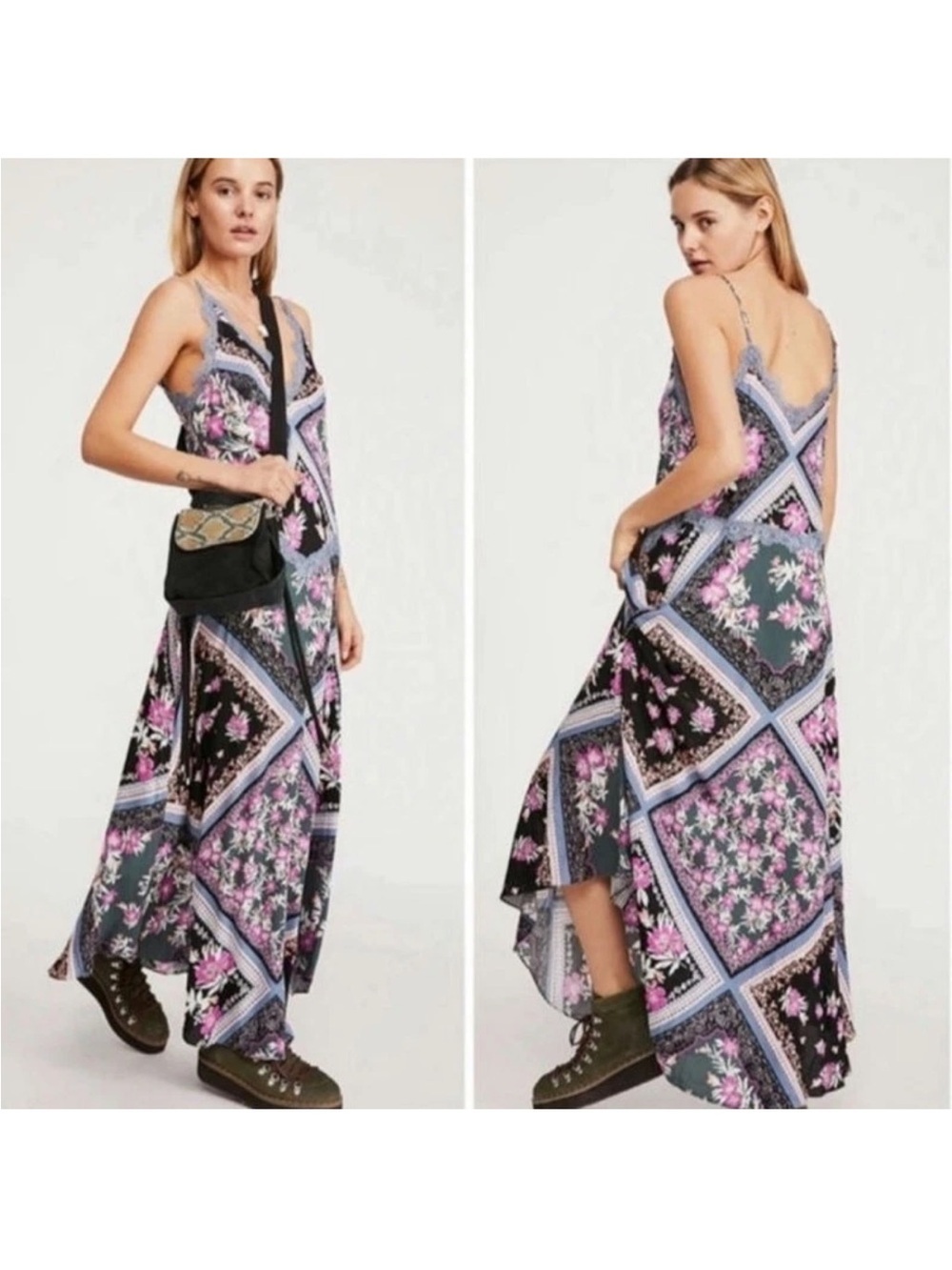 Free People Stevie Maxi Dress Lace Trim Size Small